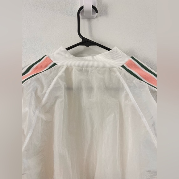 Revolve Tennis Club Athleisure White Zip Up Jacket Pink Green Stripe Size XL - Picture 11 of 16